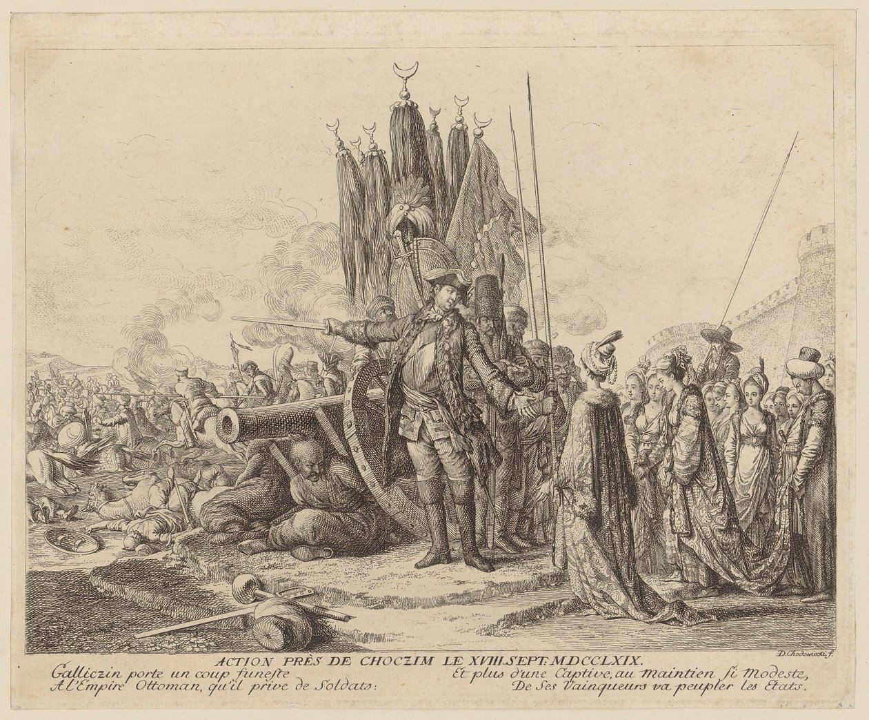 Action près de Choczim le 18. Sept. 1769 - Daniel Nikolaus Chodowiecki