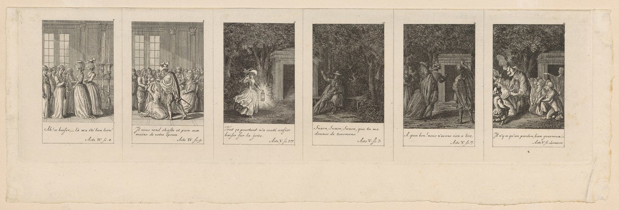 Pages 7 à 12 de « Le Mariage de Figaro » - Daniel Nikolaus Chodowiecki