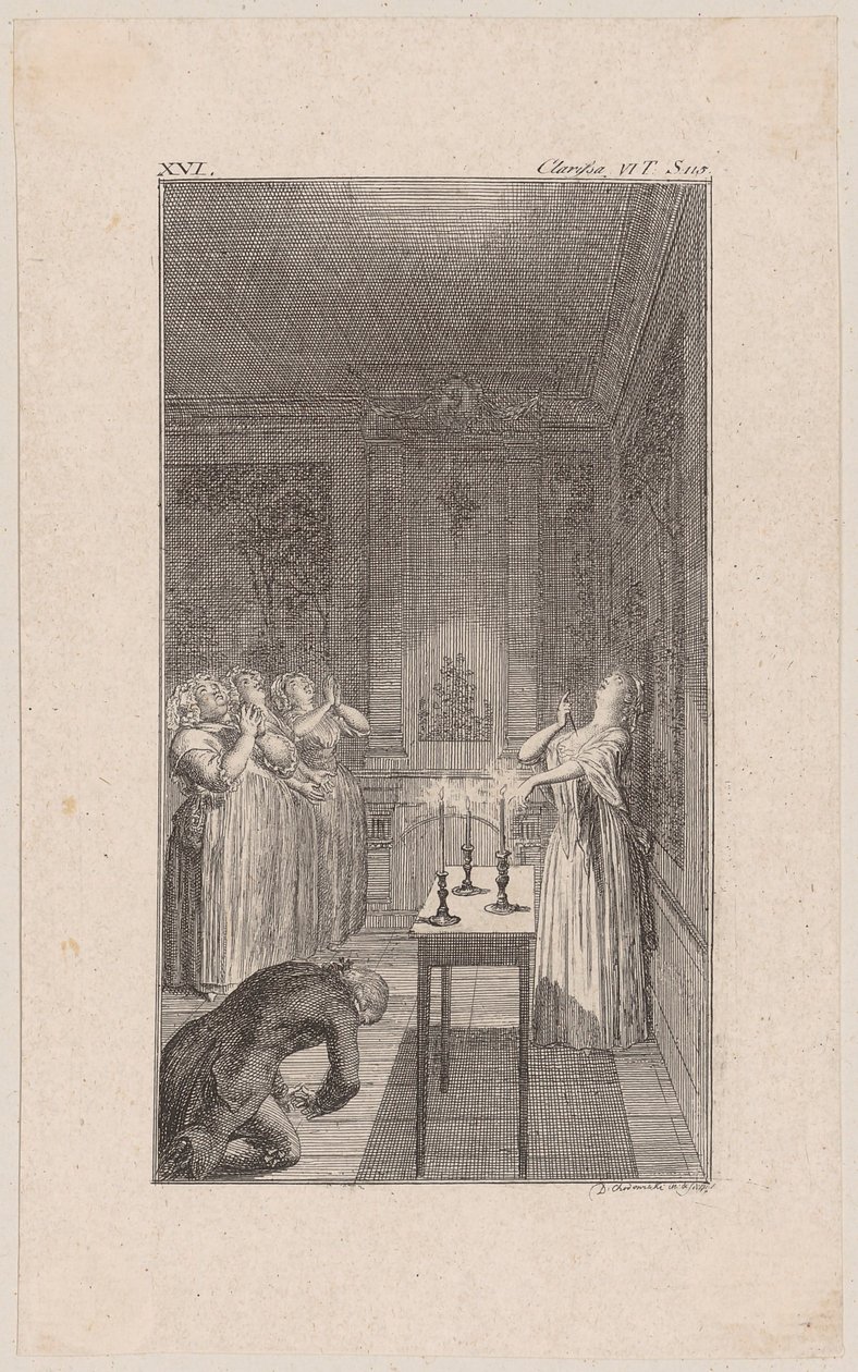 Clarisse menace Lovelace de se poignarder - Daniel Nikolaus Chodowiecki