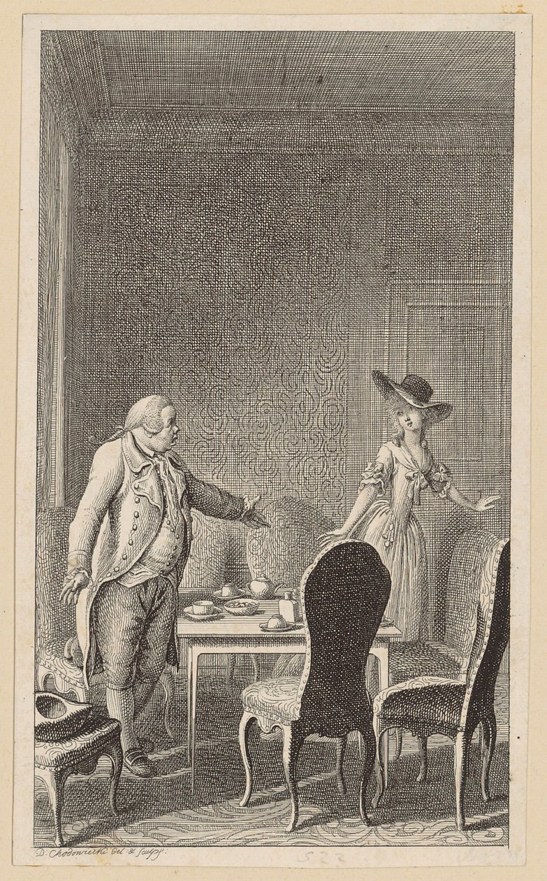 Clarisse échappe à Solmes, son prétendant répugnant - Daniel Nikolaus Chodowiecki