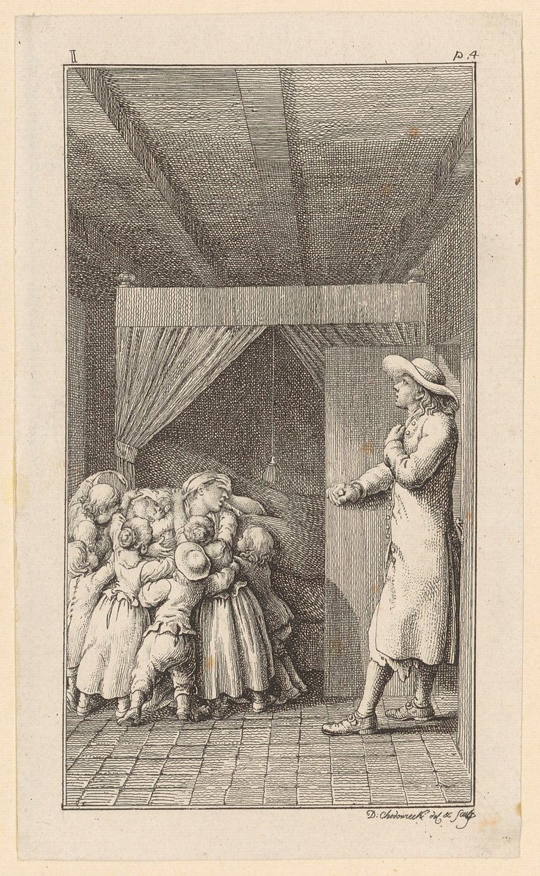 Gertrud au lit avec un nourrisson - Daniel Nikolaus Chodowiecki