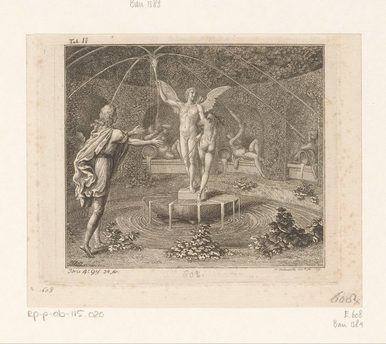 Idris tend les bras vers une femme nue près de la fontaine de l