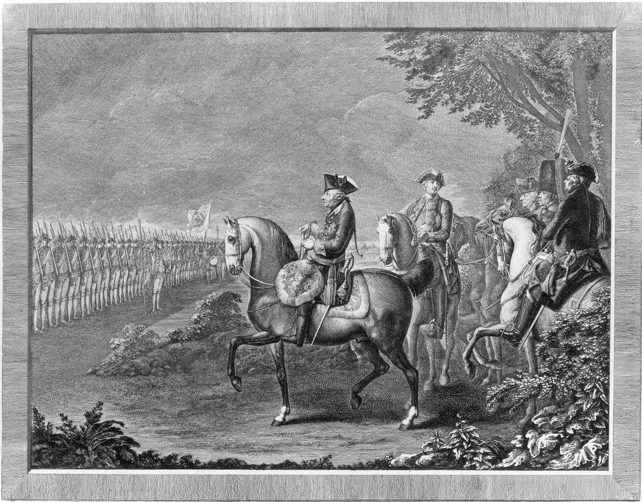 Le roi Frédéric II. Défilé de la garde à Potsdam - Daniel Nikolaus Chodowiecki
