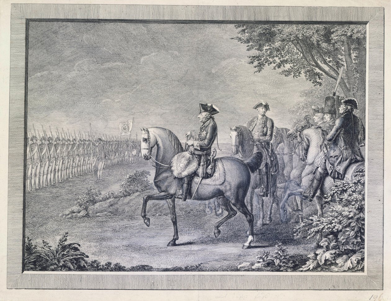 Le roi Frédéric II. Défilé de la garde à Potsdam - Daniel Nikolaus Chodowiecki