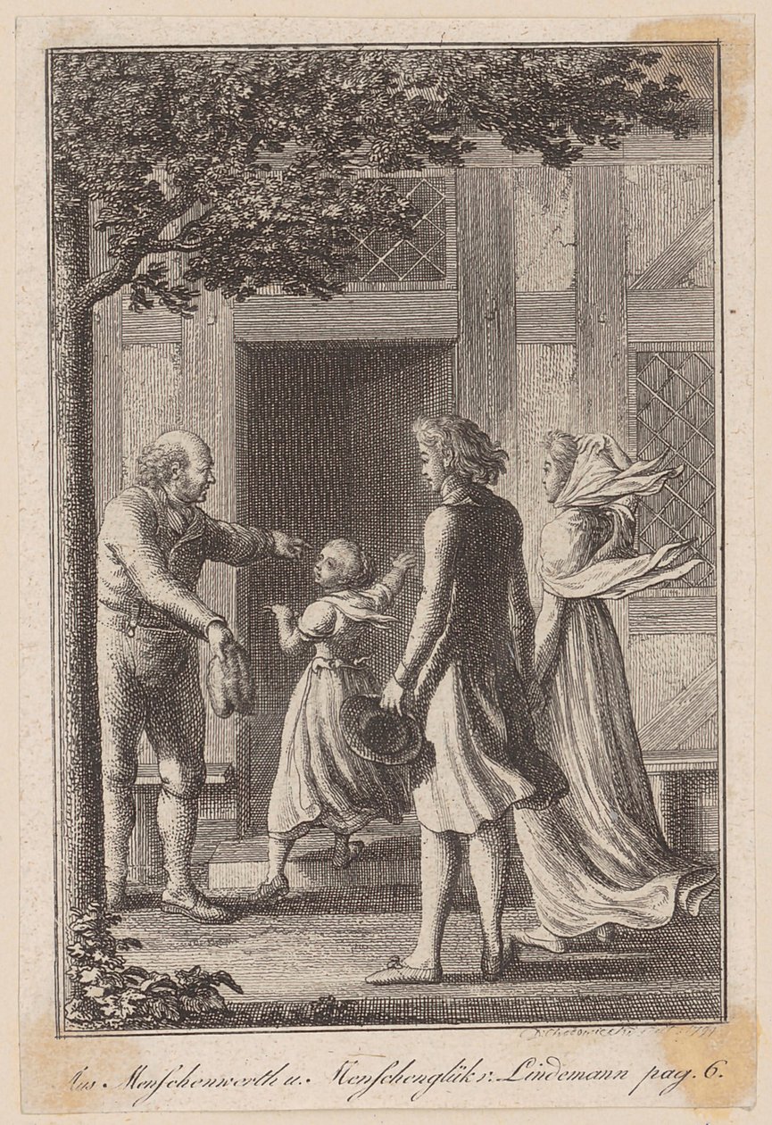 Lotte et son mari cherchent refuge contre un orage - Daniel Nikolaus Chodowiecki