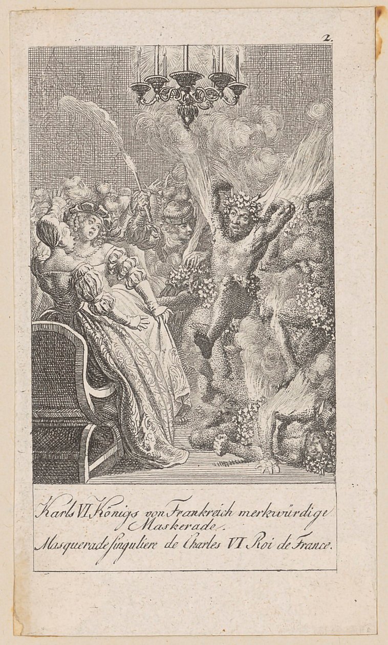 Remarquable mascarade de Charles VI de France, planche 2 de la série « Histoire ancienne, médiévale et moderne » - Daniel Nikolaus Chodowiecki
