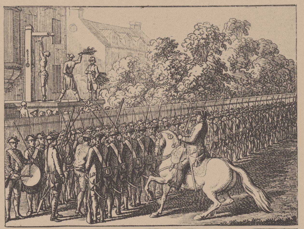 Passer sous les fourches caudines. Illustration de Elementartwerk par J.B. Basedow, 1774 - Daniel Nikolaus Chodowiecki