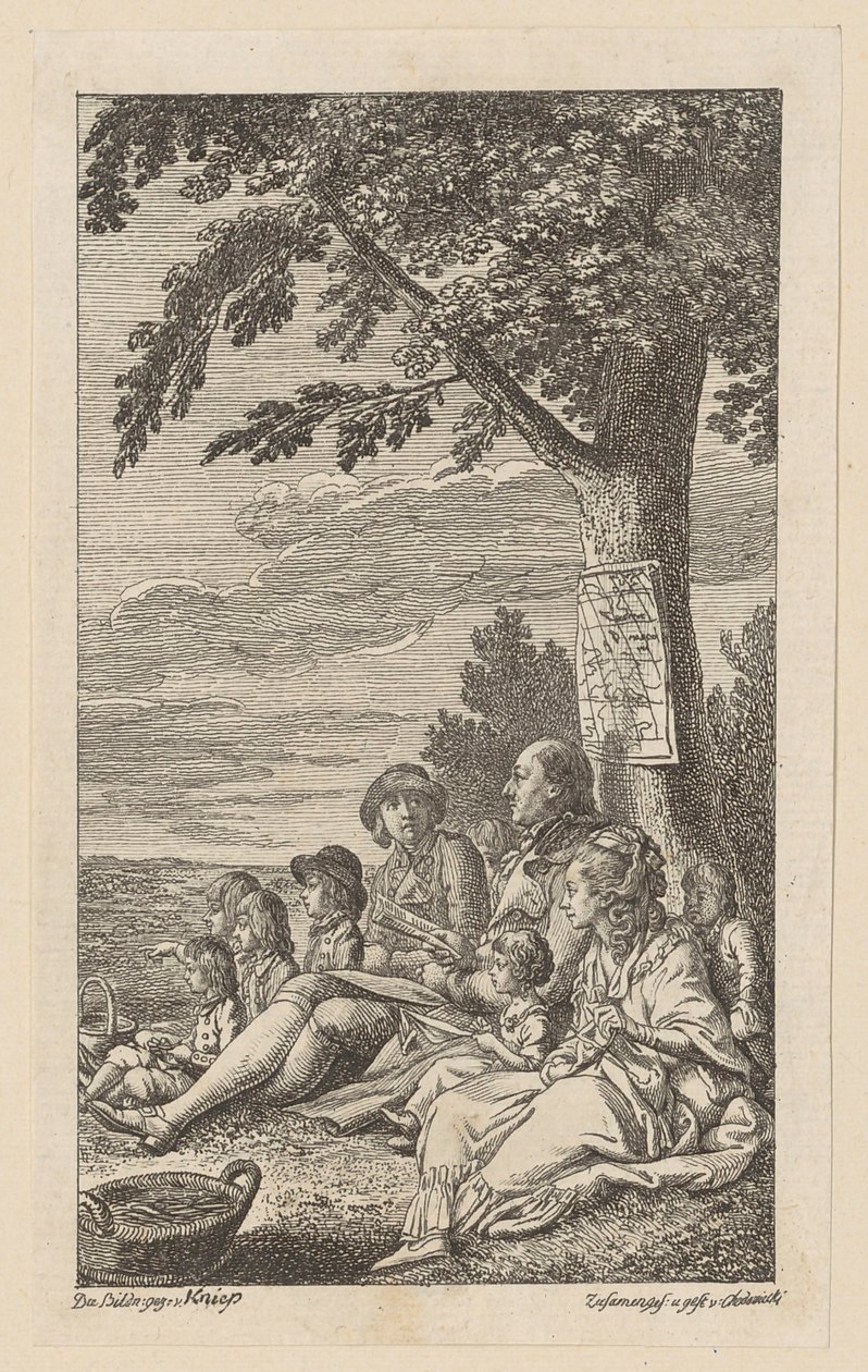 Gravure sur cuivre illustrant la couverture du « Robinson » de Campes - Daniel Nikolaus Chodowiecki