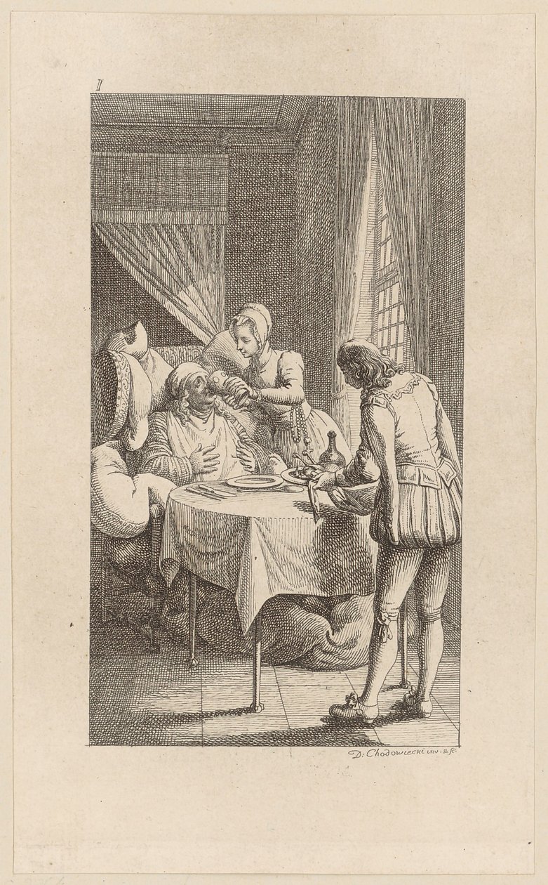 Gravure sur cuivre illustrant la couverture de « Gil Blas de Santillana », tome 1 - Daniel Nikolaus Chodowiecki