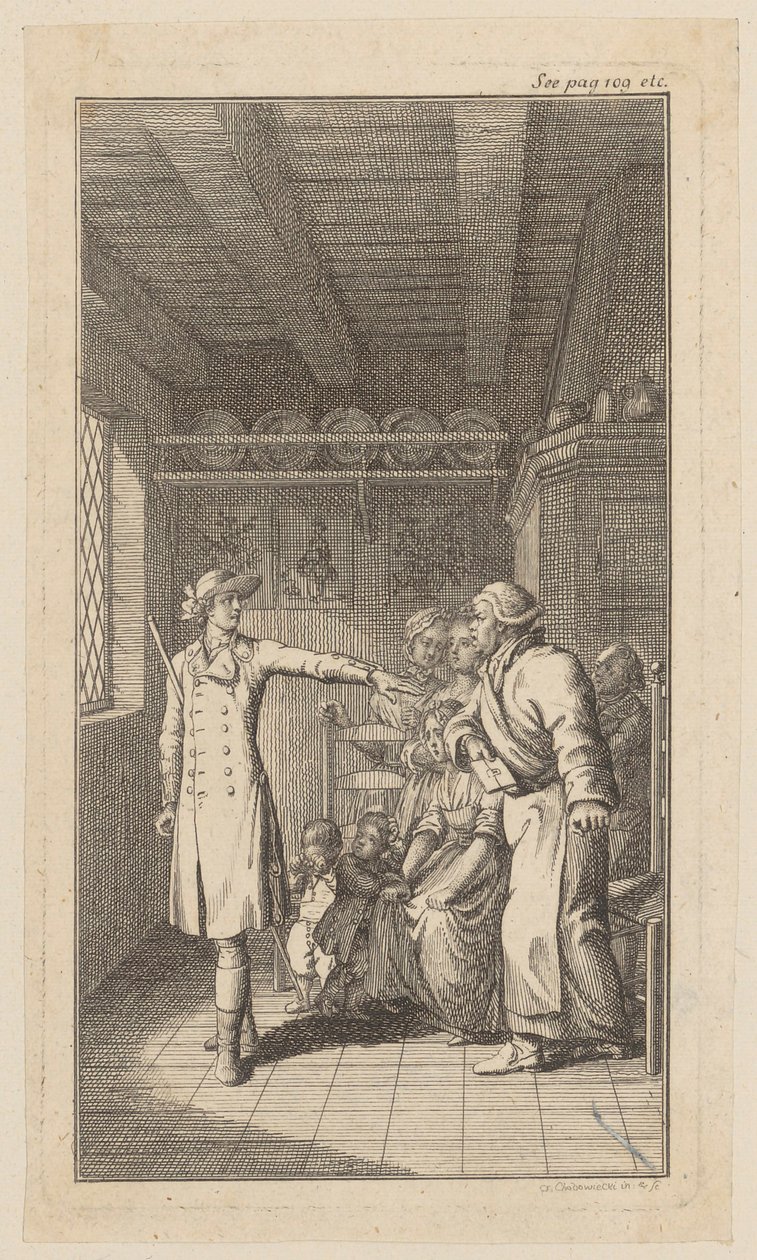Gravure sur cuivre illustrant « Le Vicaire de Wakefield » d