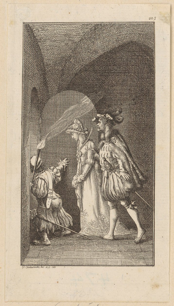 Gravure de titre pour le roman de chevalerie « Le Faucon » - Daniel Nikolaus Chodowiecki