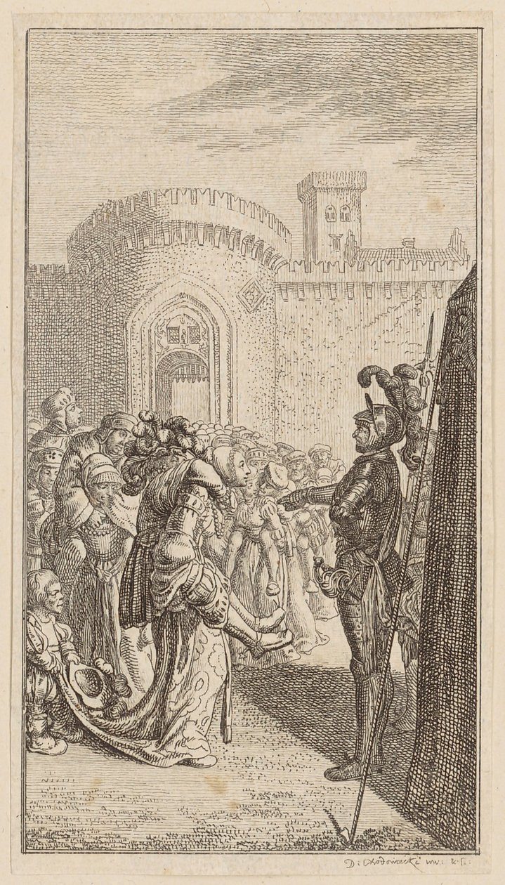 Les femmes de Weinsberg, page 6 du premier numéro des « Poèmes de Gottfried August Bürger » - Daniel Nikolaus Chodowiecki