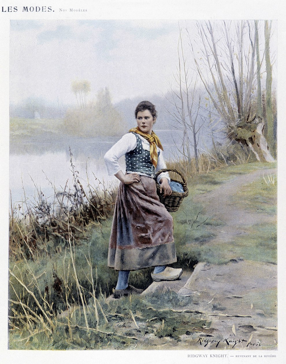 Femme revenant de la rivière par R. Knight, vers 1905 - Daniel Ridgway Knight