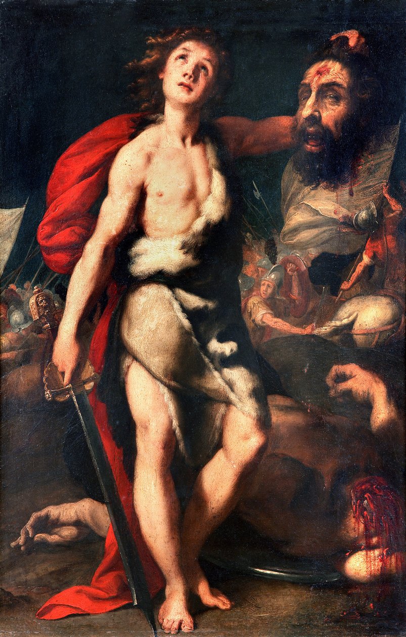 David vainqueur du géant Goliath tient sa tête en main Peinture de Daniele Crespi (1598-1630) 1623 Palazzo Borromeo, Isola Bella, Stresa Italie - Daniele Crespi