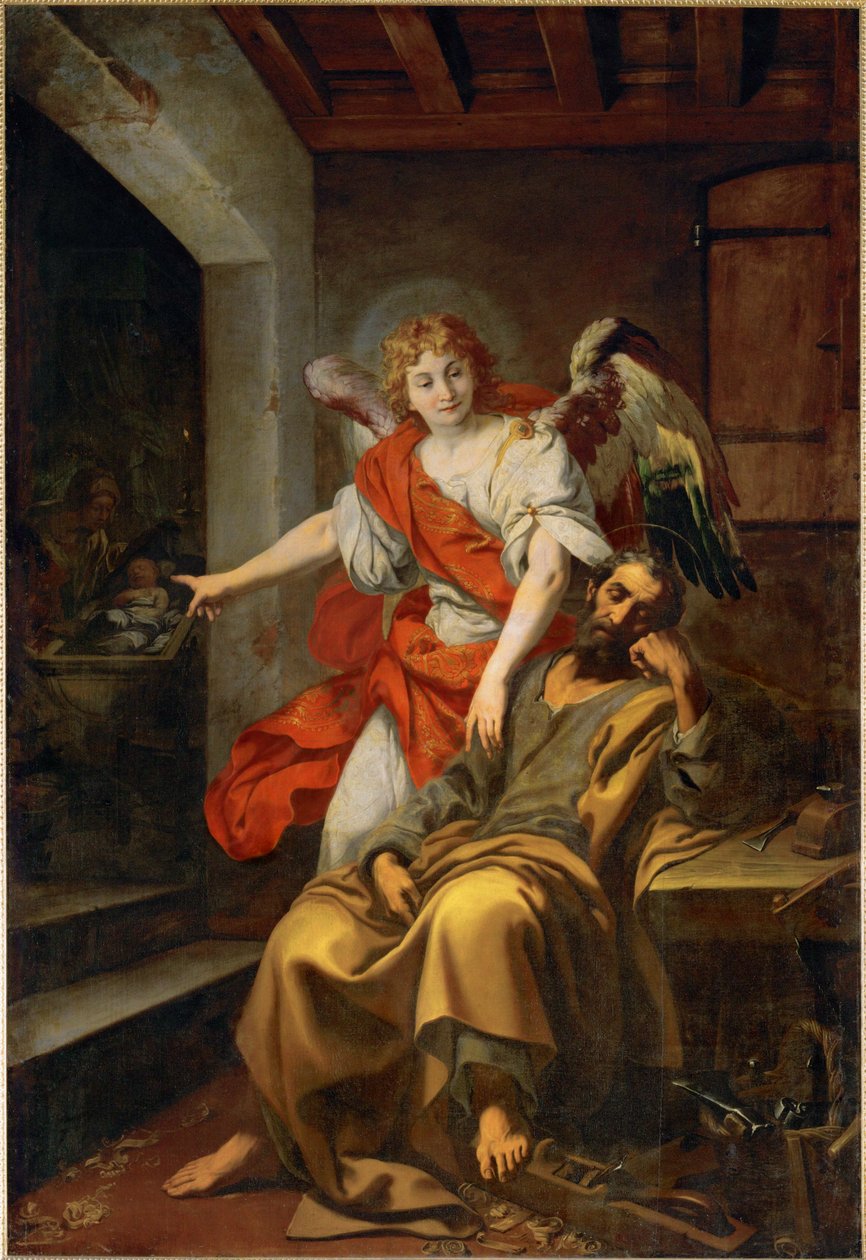Le rêve de Saint Joseph (peinture sur toile) - Daniele Crespi