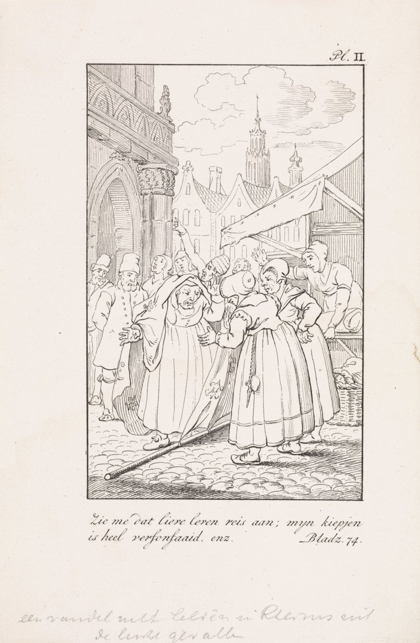 Femmes à un étal de marché avec un drapeau aux fleurs de lys françaises - Daniël Veelwaard (I)