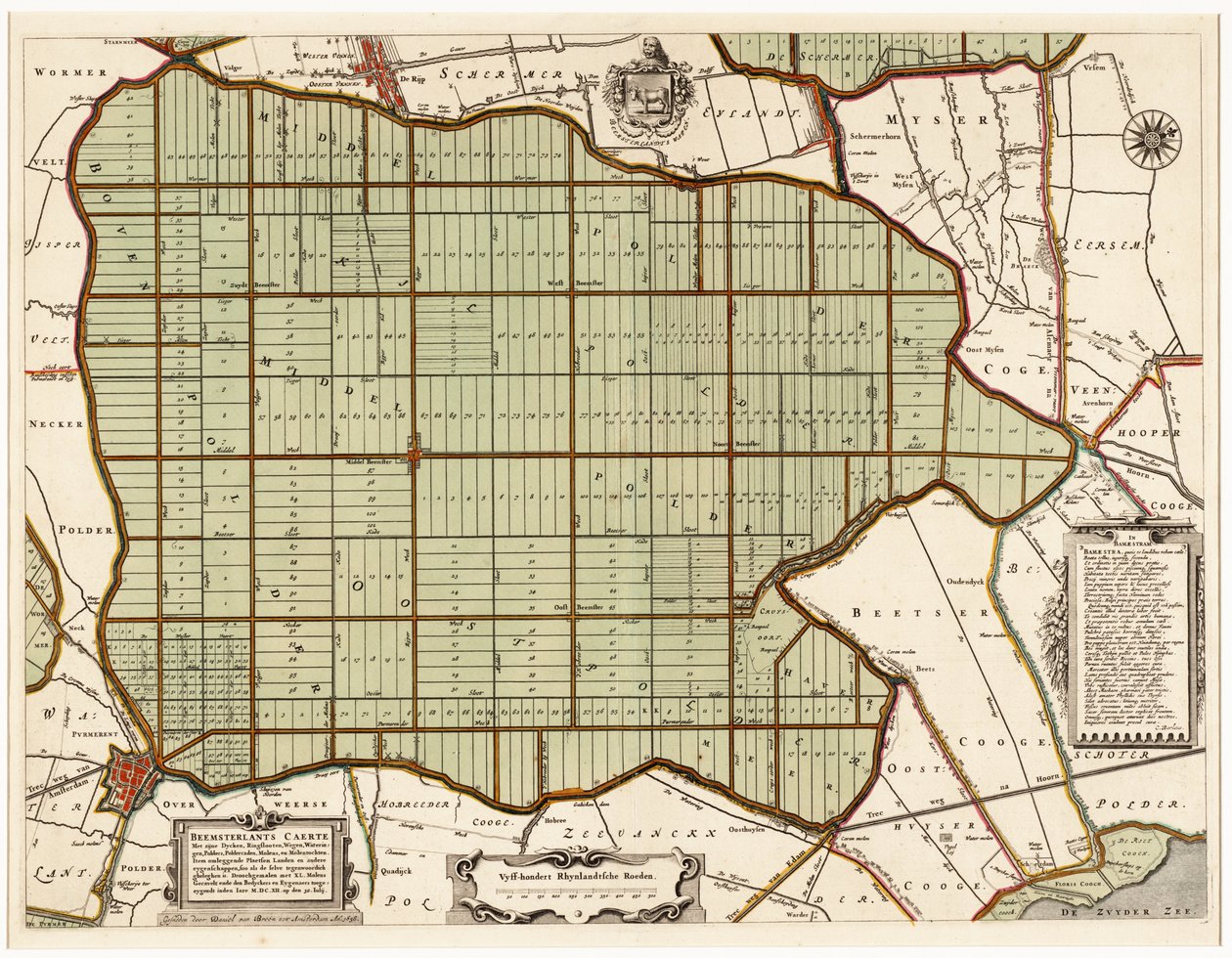 Beemsterlants Caerte, Carte historique de Beemster, Pays-Bas - Daniël van Breen