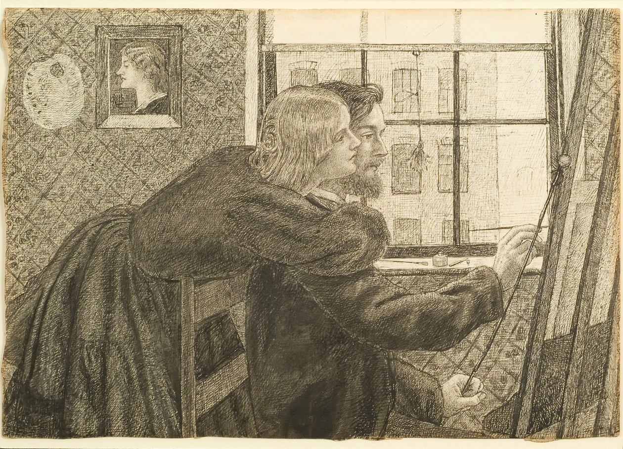 G P Boyce avec Fanny Cornforth au studio de Rossetti, Chatham Place, c.1858 - Dante Gabriel Charles Rossetti