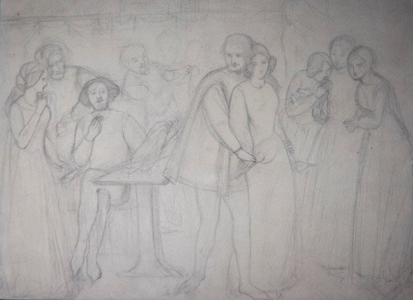 Étude pour Benedick et Beatrice - Dante Gabriel Charles Rossetti