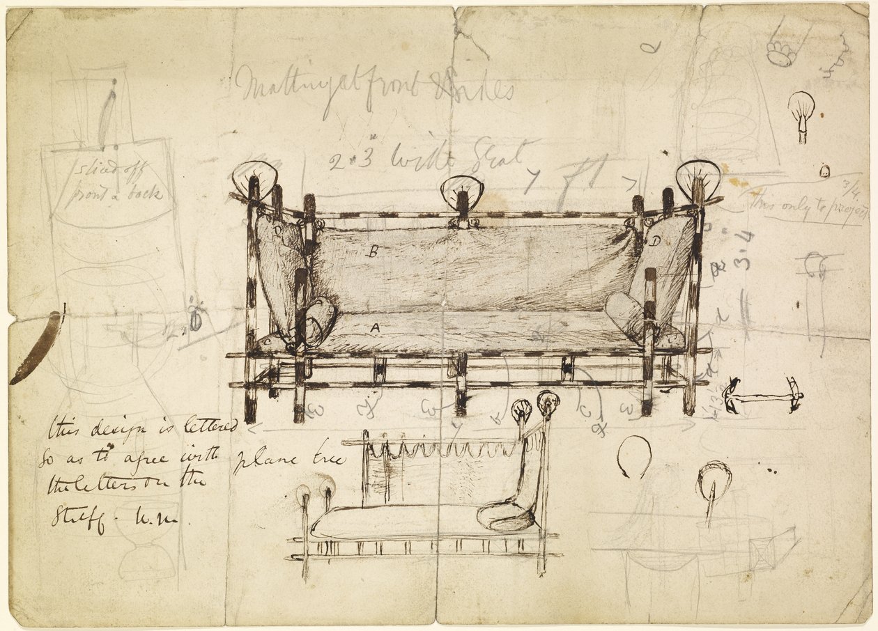 Deux dessins pour un canapé, c.1861-62 - Dante Gabriel Charles Rossetti