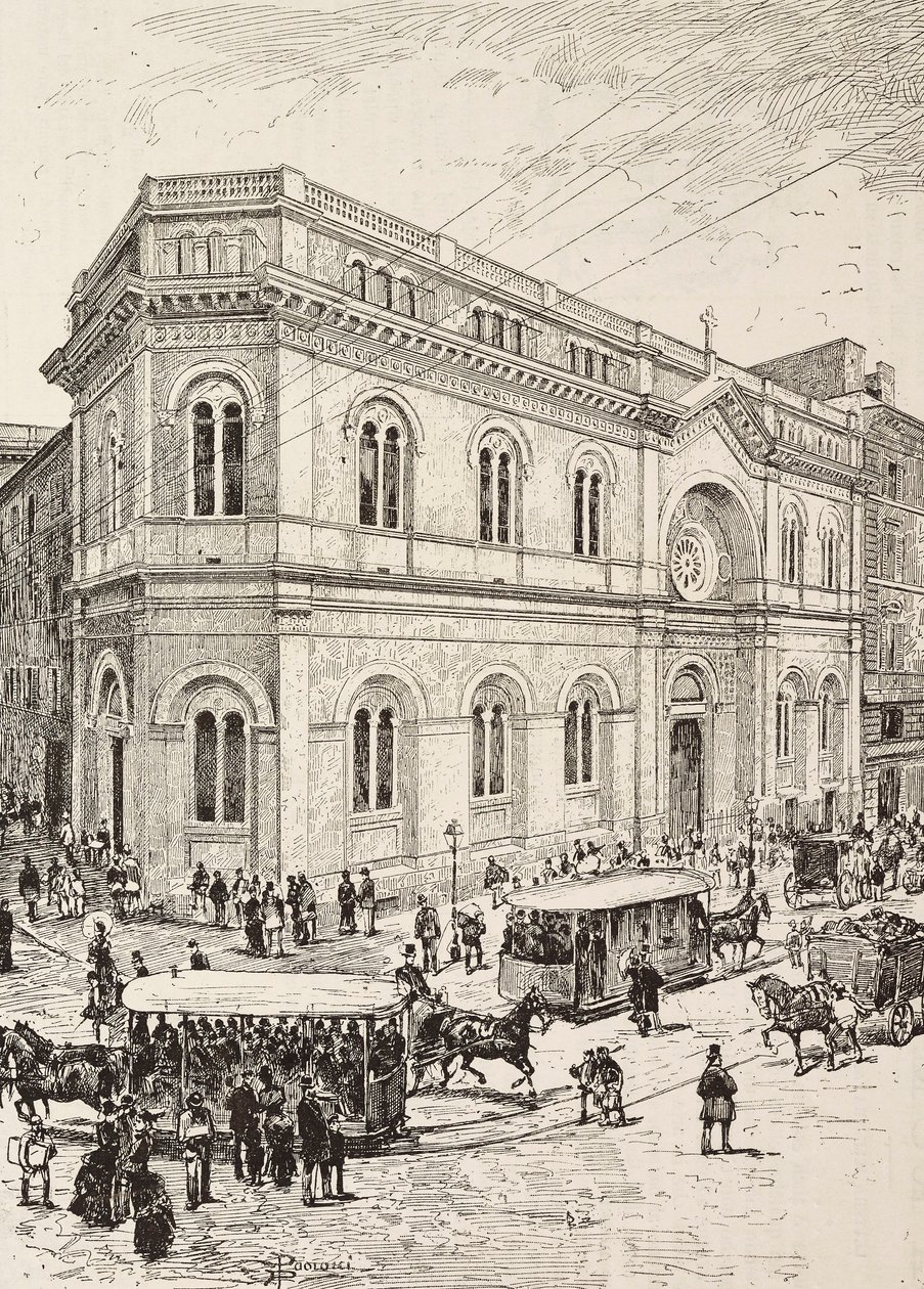 Église évangélique sur la Via Nazionale, Rome, Italie, gravure d
