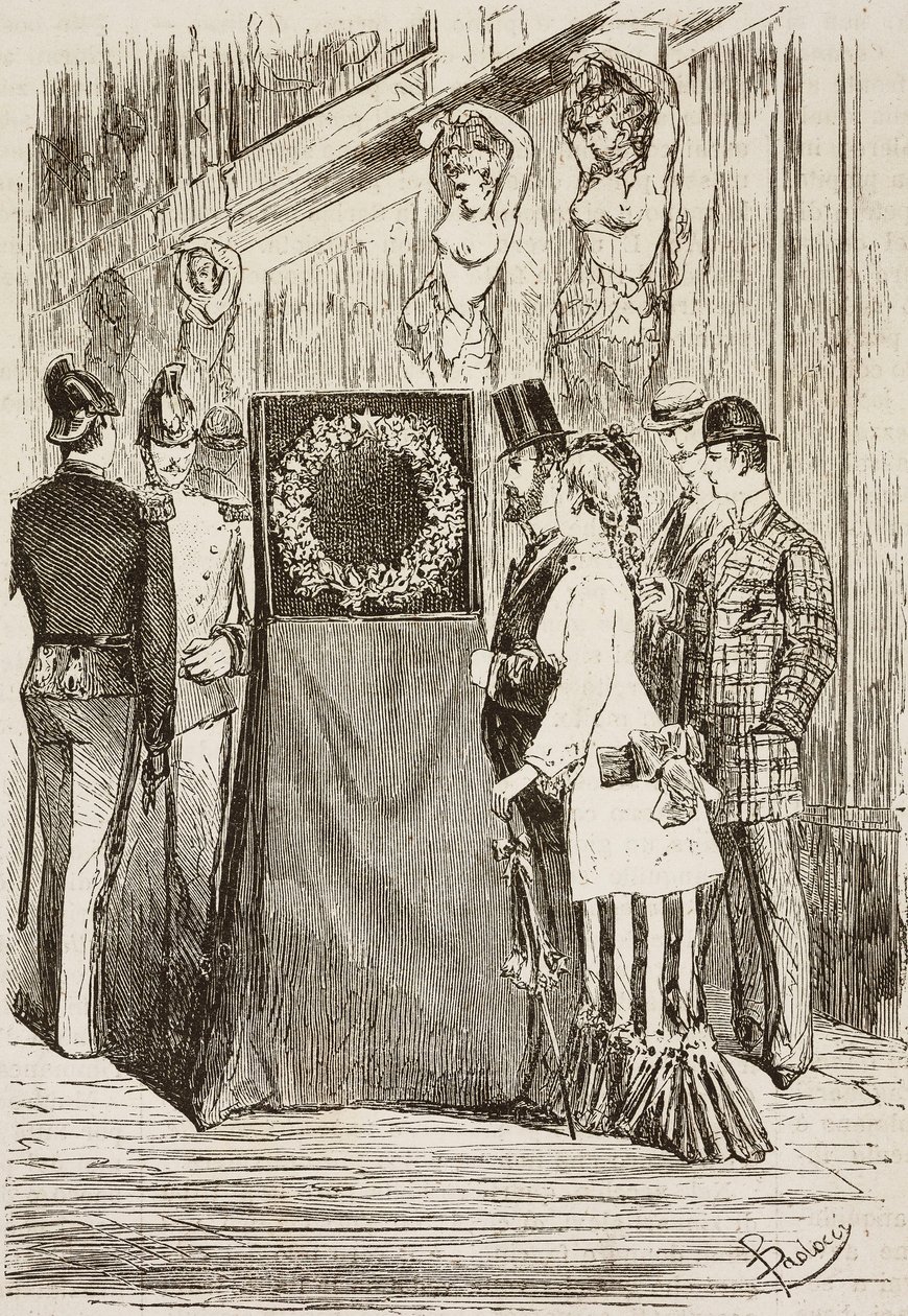 La couronne à Charles Albert exposée sur la colline du Capitole, Rome, Italie, gravure par Dante Paolocci de L