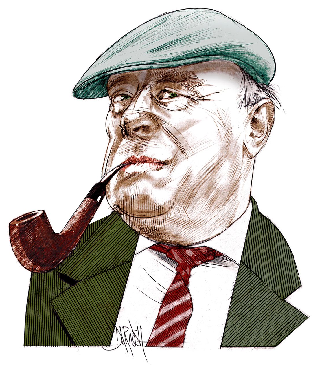 Ernst Von Salamon, 2021 (dessin numérique au crayon de couleur) - Dariush Radpour
