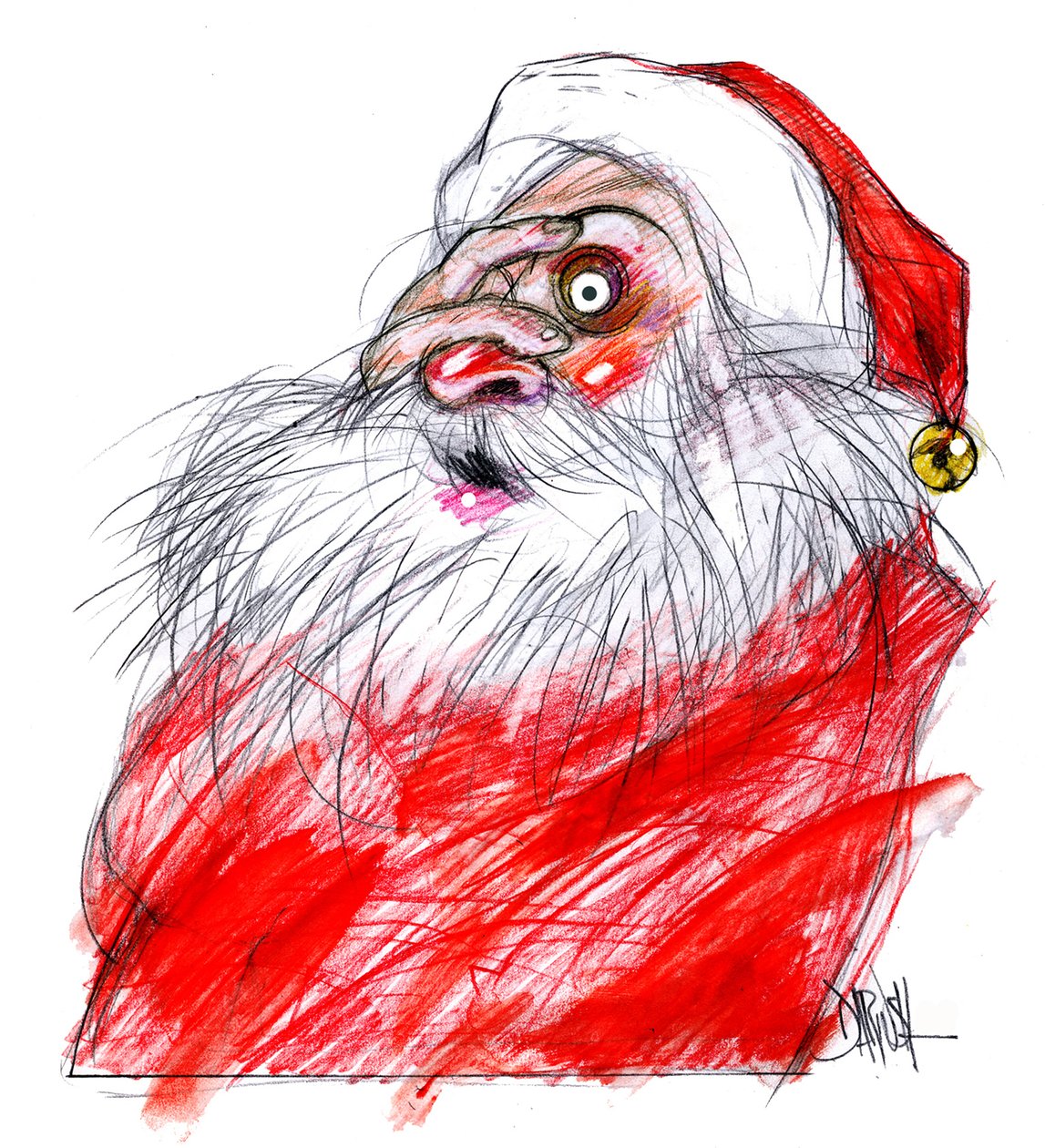 Père Noël, 2008 (dessin numérique au crayon de couleur) - Dariush Radpour