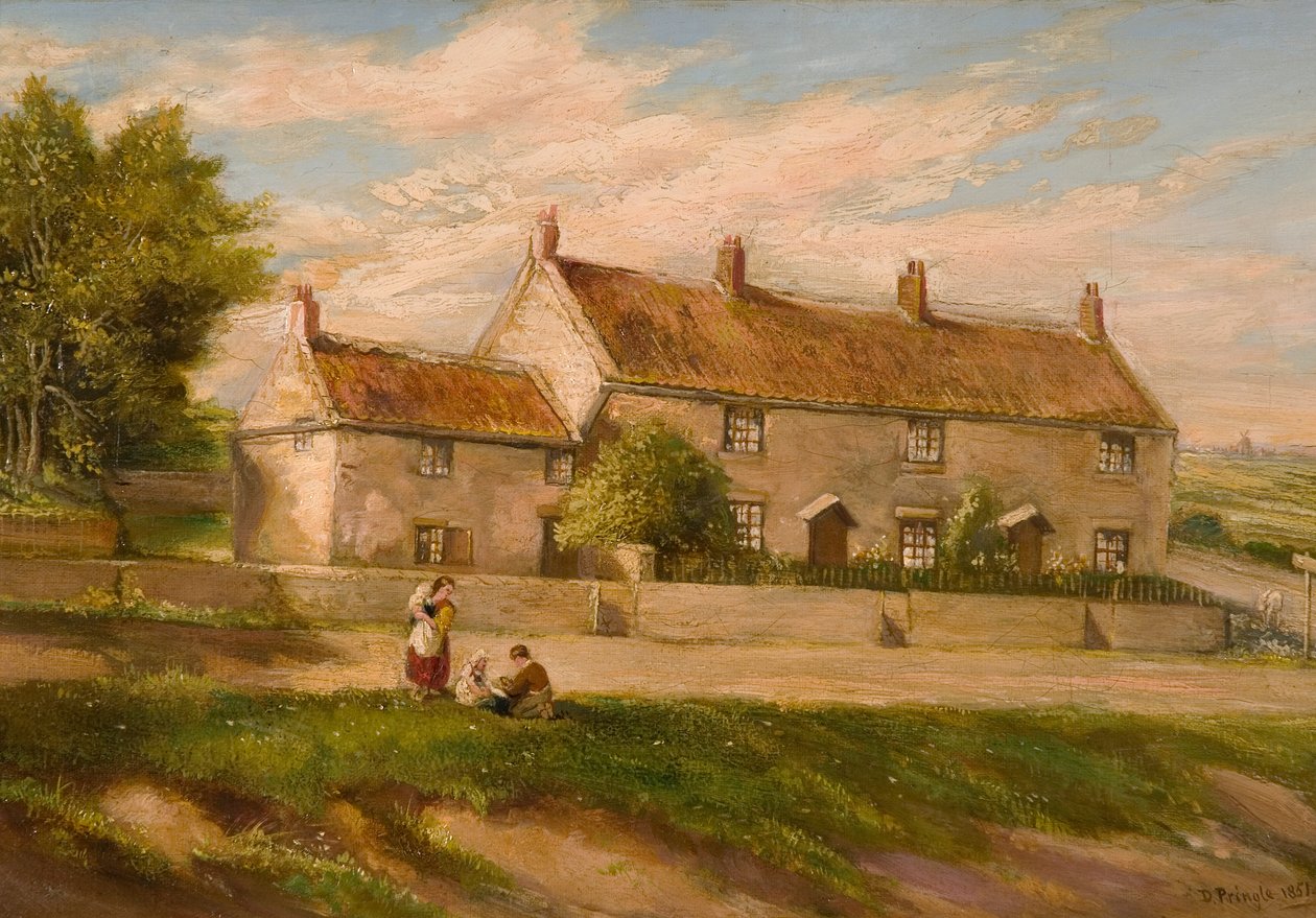 Scène rurale avec rangée de cottages, 1851 - David Pringle