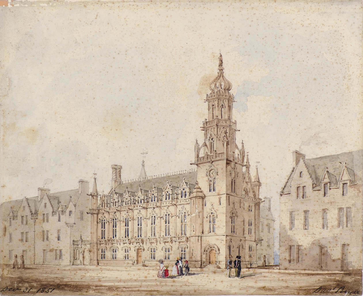 La Bourse Royale de Dundee avec tour et couronne : Premier dessin - David Bryce