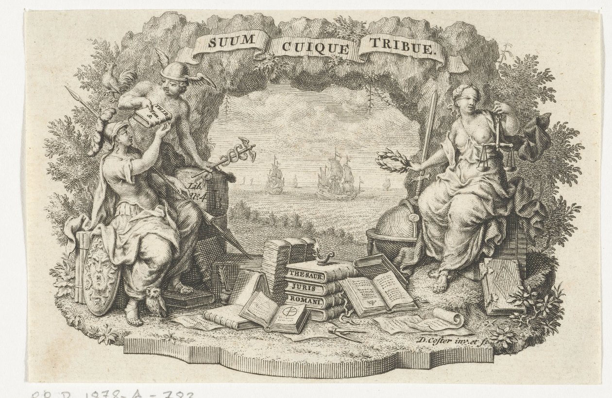Vignette avec Mercure, Minerve et Justice - David Coster