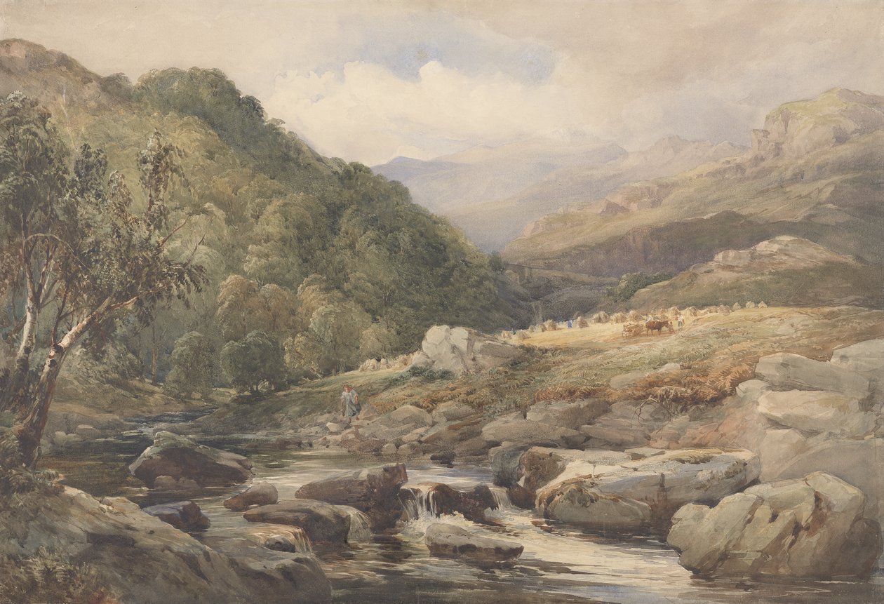 Paysage avec ruisseau et faneurs - David Hall McKewan