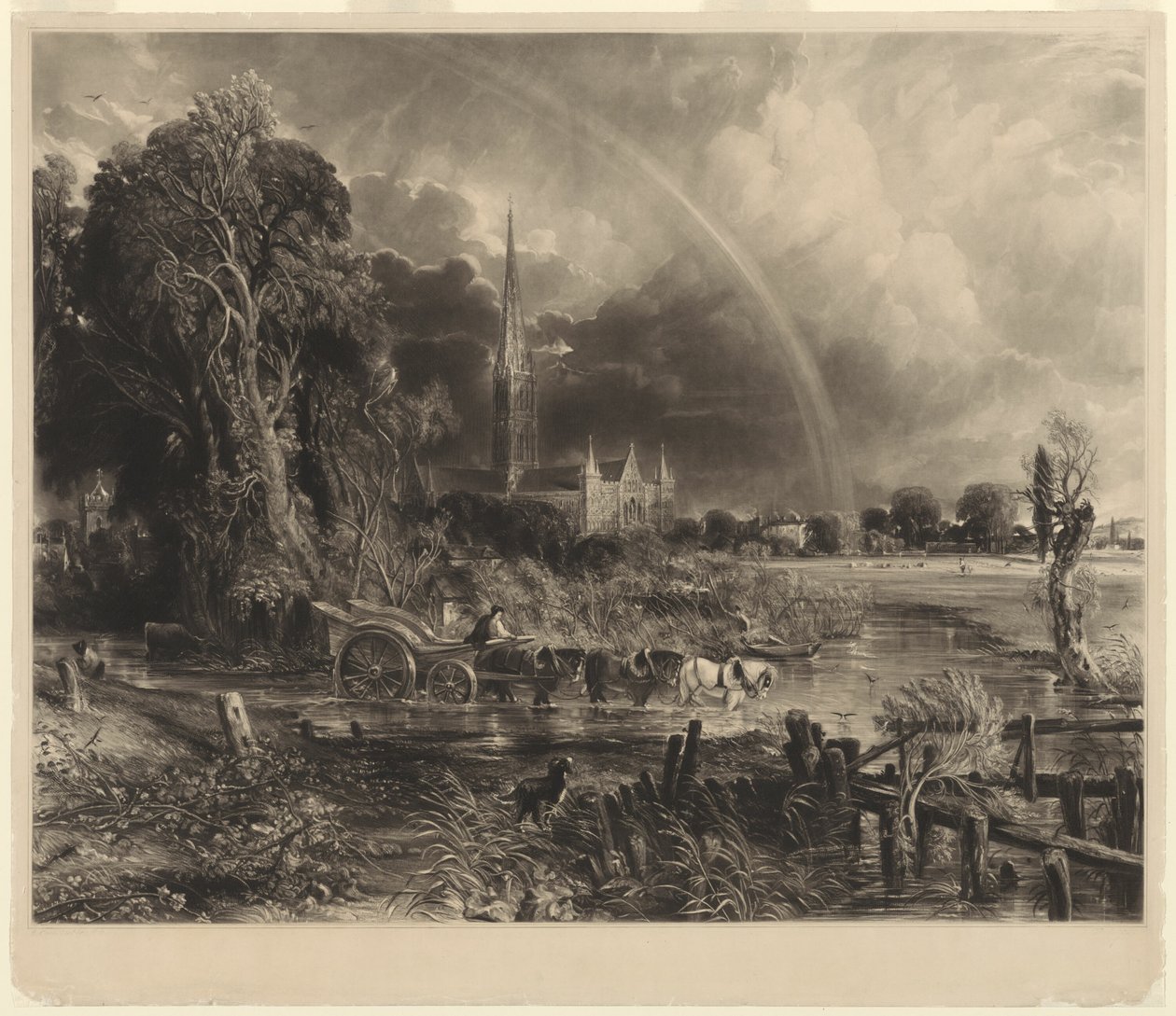 Cathédrale de Salisbury depuis les prés: l