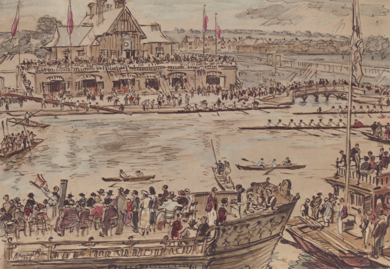 Oxford : Eights Week, From Christ Church Boat House (lithographie couleur) - David Muirhead (after) Bone