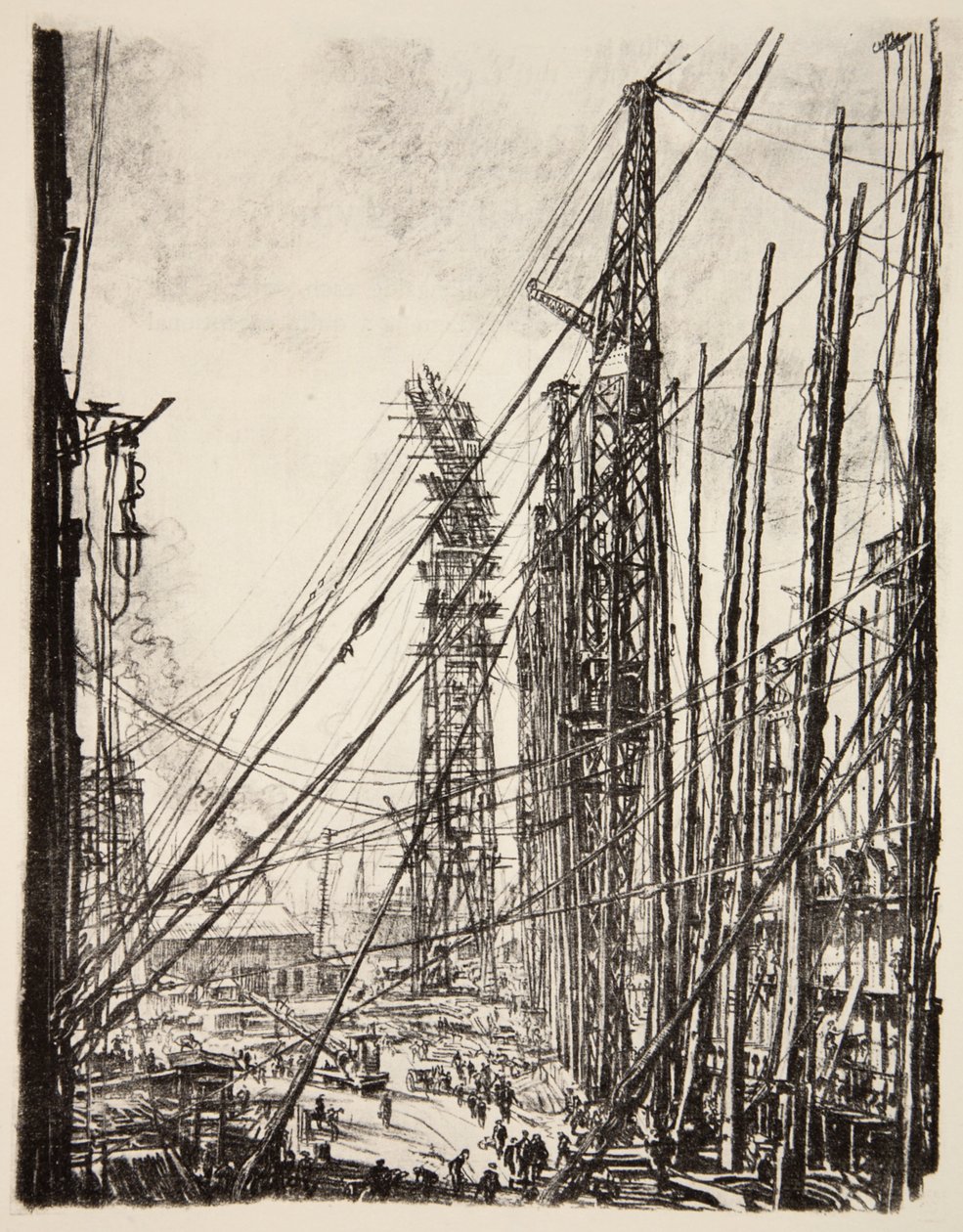 Un chantier naval, illustration de 'The Western Front', publié par ...