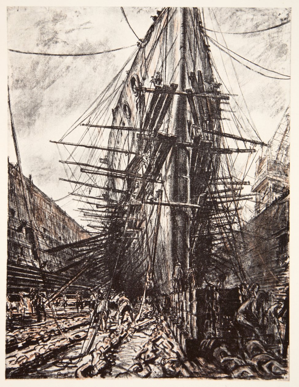 HMS Lion en cale sèche, illustration de 'Le Front Occidental', publié ...