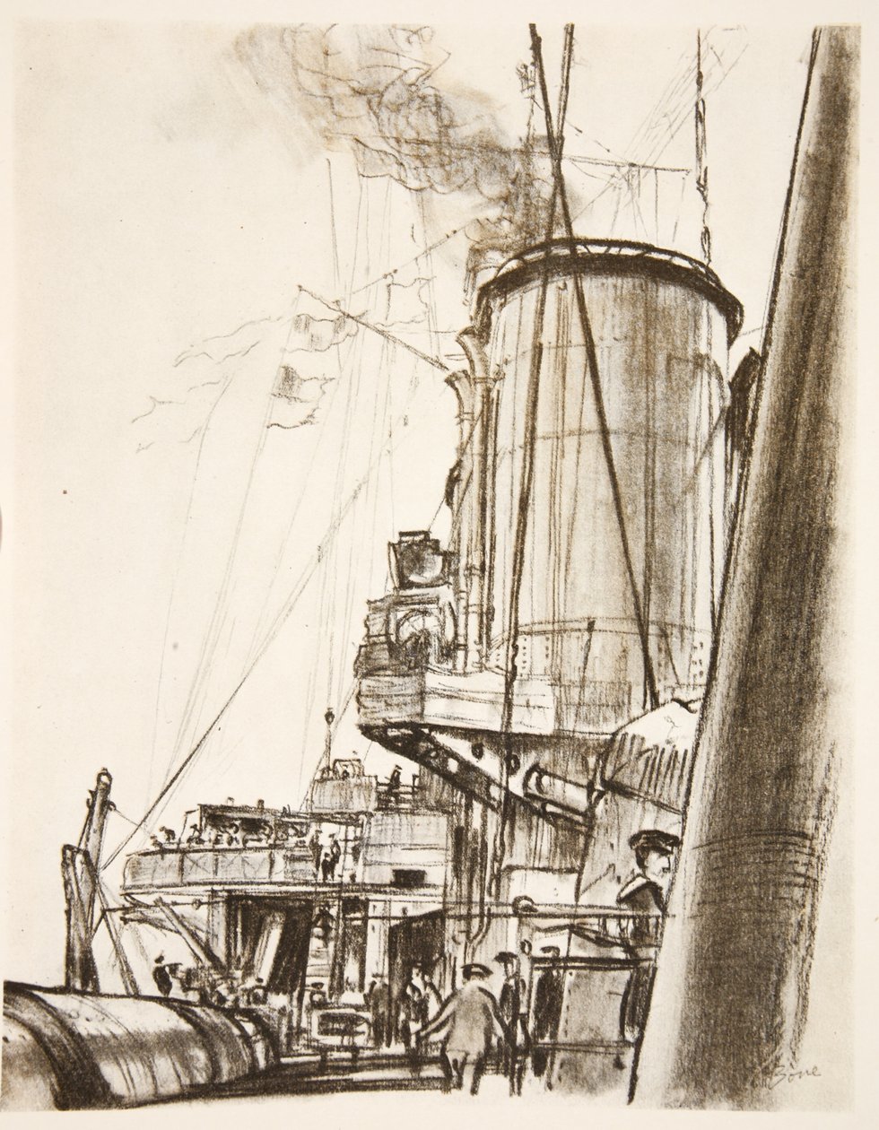 Sur un cuirassé : le pont arrière, illustration de 