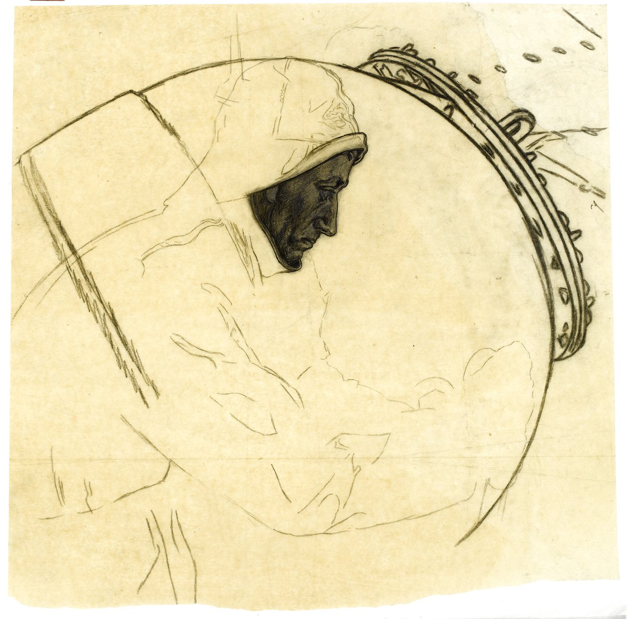 Étude pour Winter Mine-Laying off Iceland, c.1942, cat 5 - David Muirhead Bone
