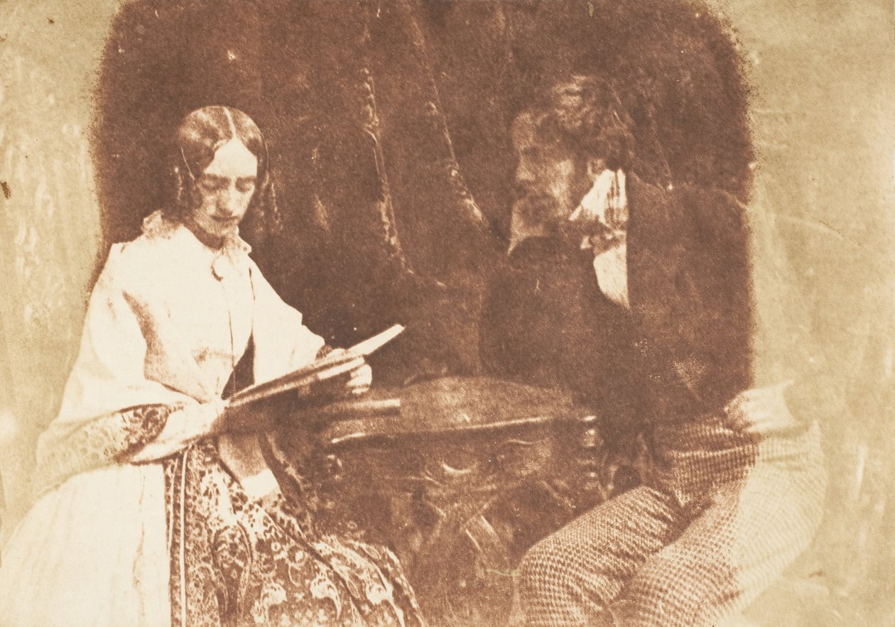 Couple assis, femme lisant, 1843-47 - Hill and Adamson