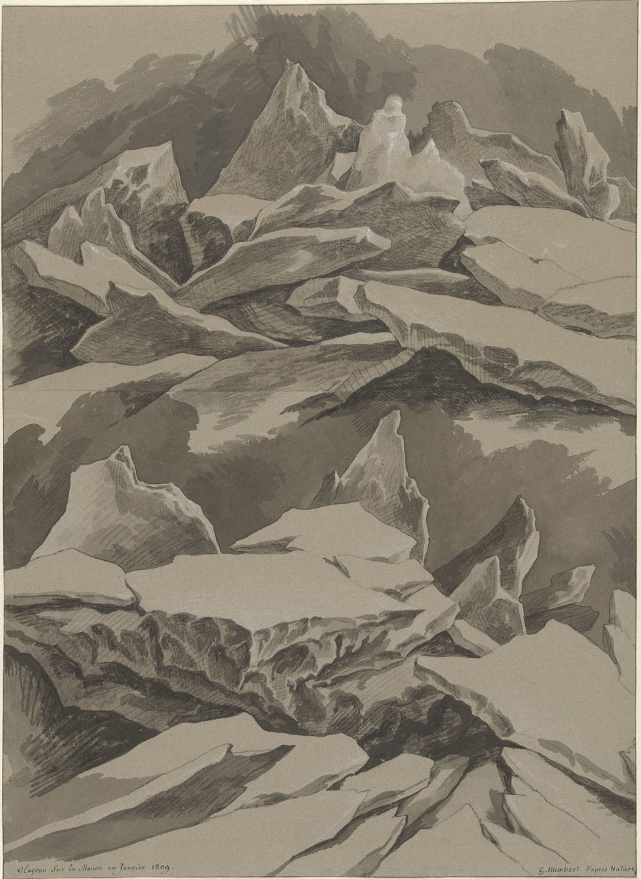 Glaces sur la Meuse en janvier 1809 - David Pièrre Giottino Humbert de Superville (signed by artist)