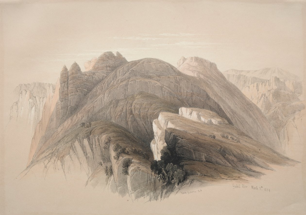 Gebil Hor. Mont Hor, depuis les falaises entourant Petra, 1839 - David Roberts