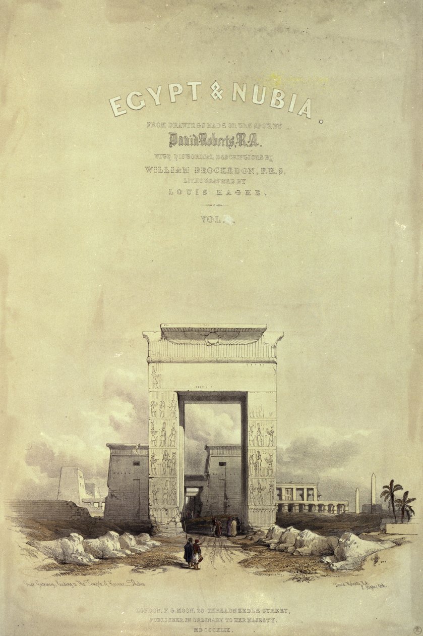 Grande porte menant au temple de Karnak, page de titre de 