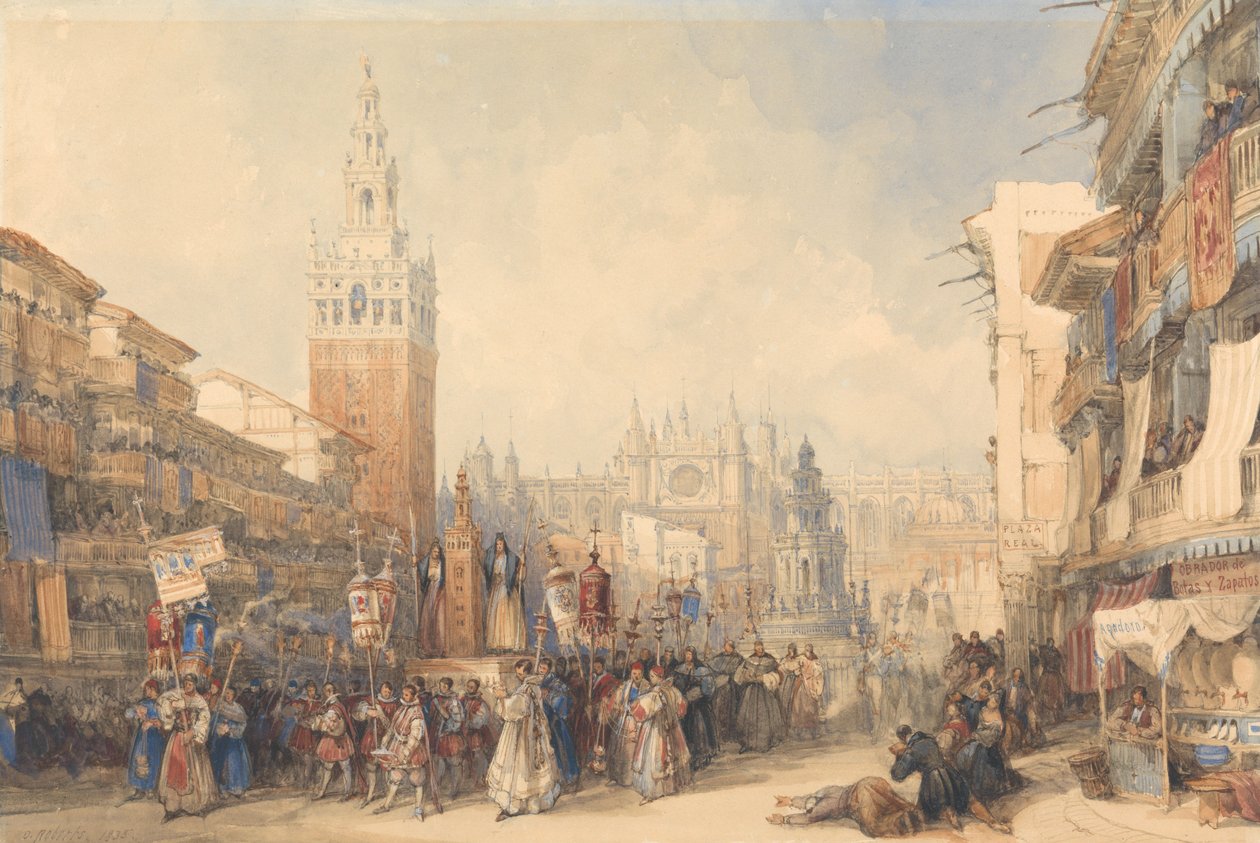 La Plaza Real et la procession - David Roberts