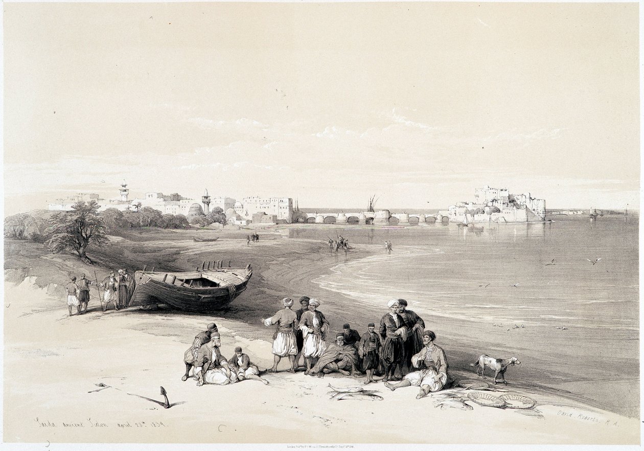 Sidon (Said), dessin réalisé le 28/04/1839 dans « La Terre Sainte », Londres 1849 - David Roberts