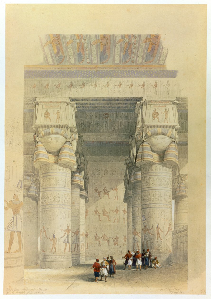 Vue sous le portique du temple de Denderah, Égypte, 19ème siècle - David Roberts