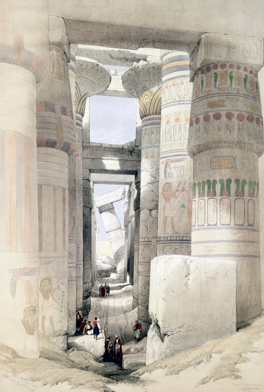 Vue à travers la salle des colonnes, Karnak, Égypte, vers 1845 - David Roberts