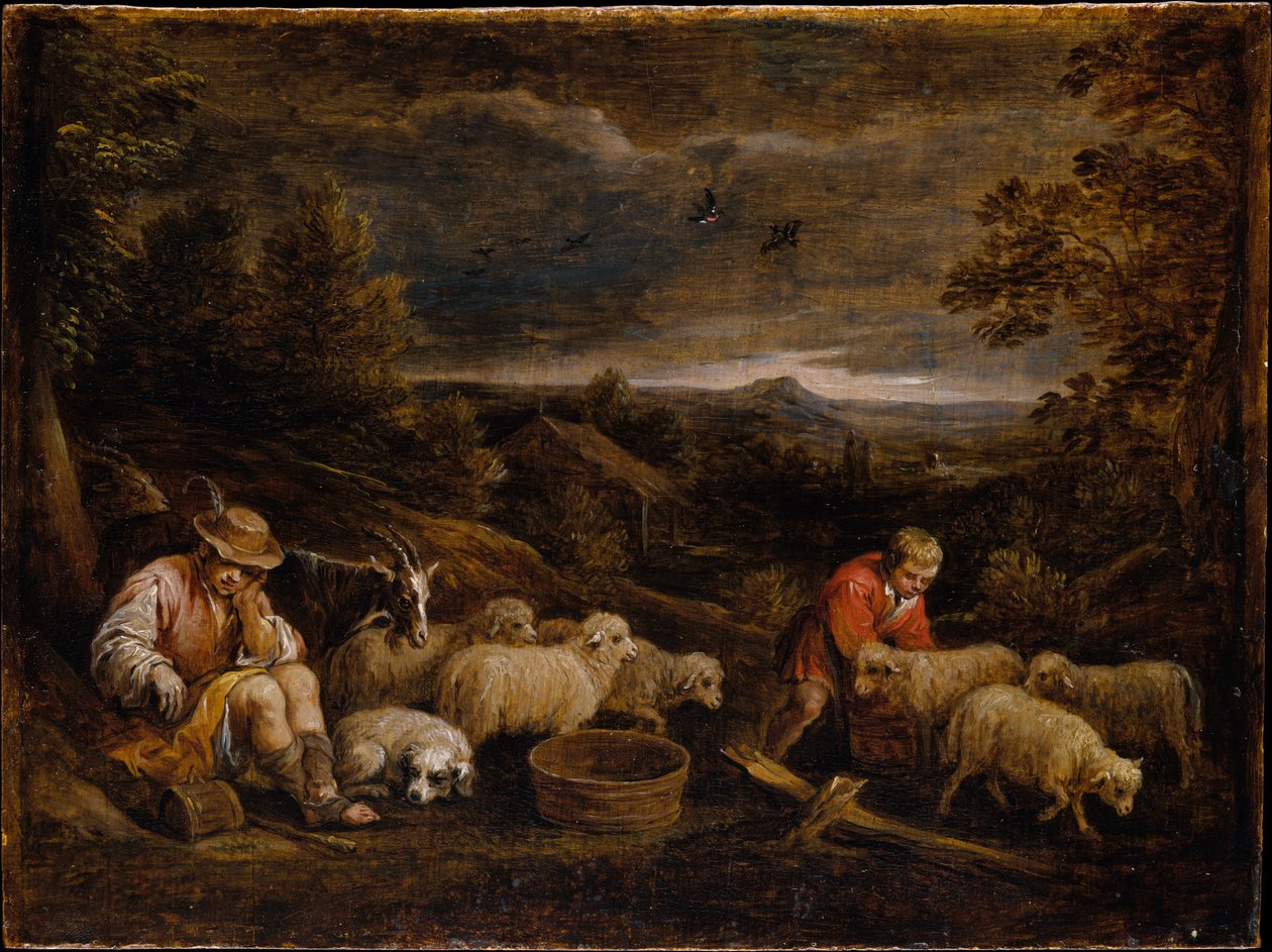Bergers et moutons - David Teniers the Younger