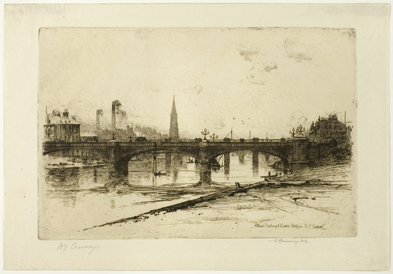 Albert, Railway et Victoria Bridges, planche six du Clyde Set - David Young Cameron