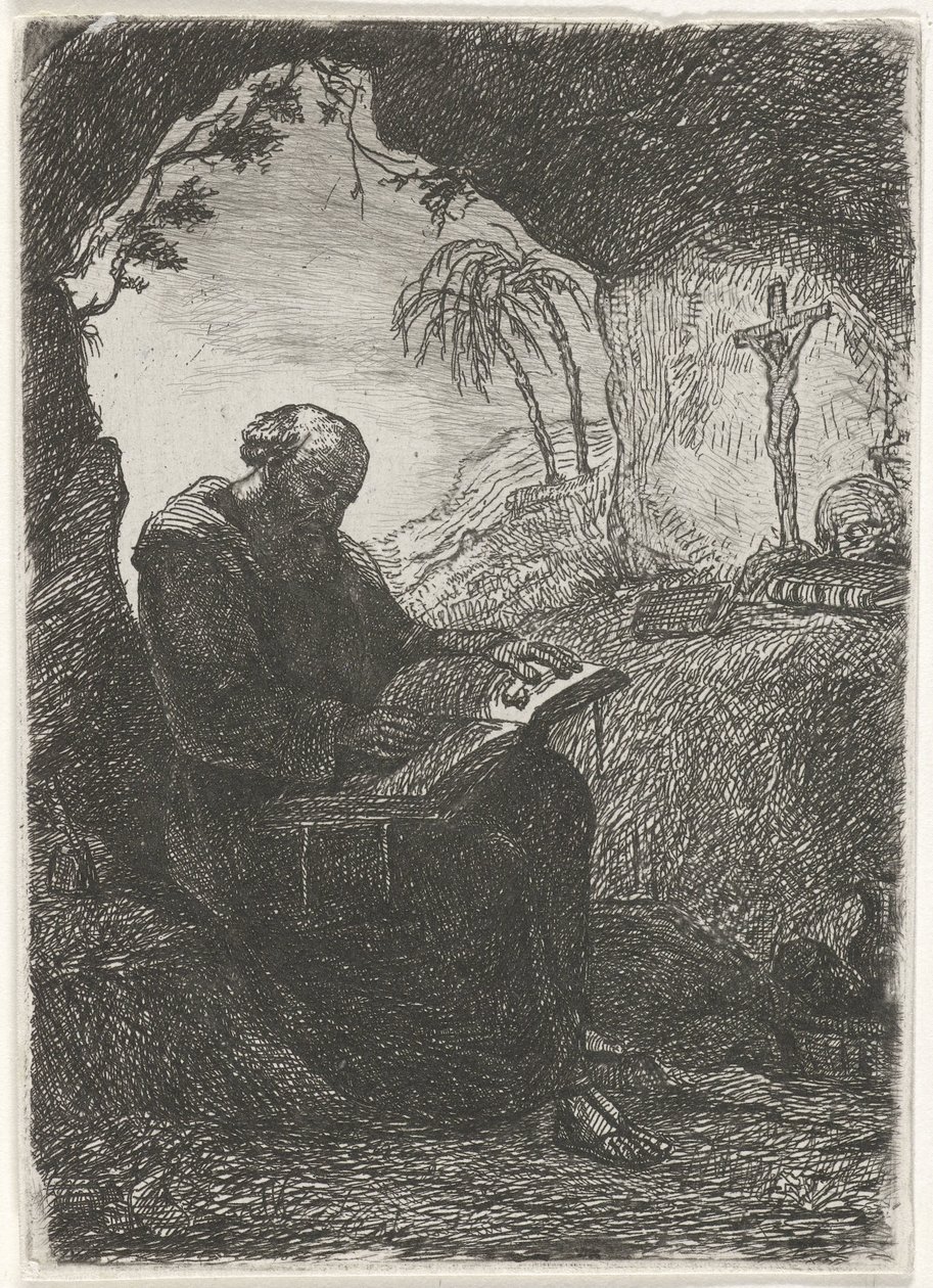Moine dans une grotte - David van der Kellen