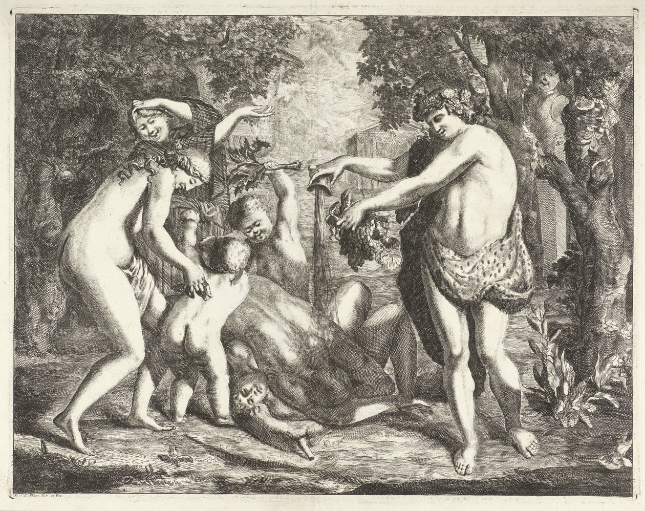 Paysage avec bacchanale, avec Bacchus - David van der Plas